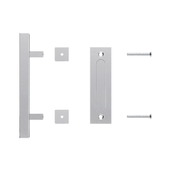 12" Square Pull and Flush Door Handle Set Stainless Steel Barn Door Hardware