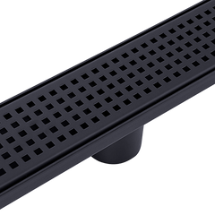 900mm Bathroom Shower Black Grate Drain w/Centre outlet Floor Waste Square Pattern