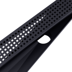 900mm Bathroom Shower Black Grate Drain w/Centre outlet Floor Waste Square Pattern