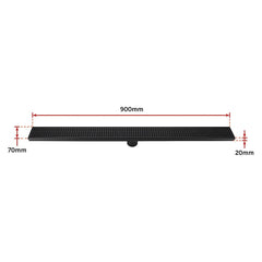 900mm Bathroom Shower Black Grate Drain w/Centre outlet Floor Waste Square Pattern