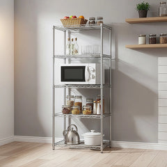 5 Tier Silver Metal Storage Rack Shelving Wire Shelf