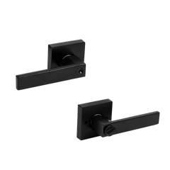 Door Handle Set Lever Key Lock Function Square Black