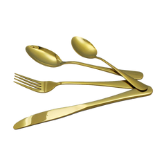 24-piece Gold Cutlery Flatware Stainless Steel Silverware Set Reflective Mirror Finish
