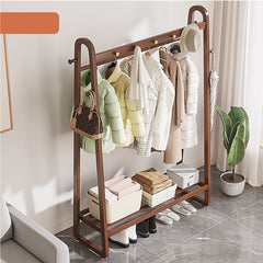 Dark Wood 160x100cm Clothes Rack Slim Stylish Space Saving