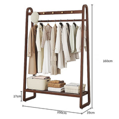 Dark Wood 160x100cm Clothes Rack Slim Stylish Space Saving