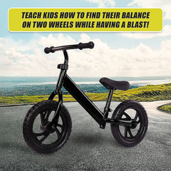 Kids Ride On Push Bike Balance Bicycle with Training Wheels for Toddlers