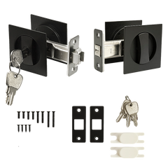 2x Contemporary Entry Square Pocket Door Hardware with Key