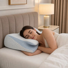 Memory Foam Contour Pillow with Dual Height Design & Washable Cover
