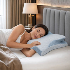 Memory Foam Contour Pillow with Dual Height Design & Washable Cover