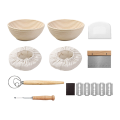 2 x 9" Sourdough Bread Proofing Set Bread Making Kit Round Bowls