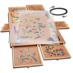 1500 Piece Rotating Wooden Jigsaw Puzzle Table 6 Drawers Board
