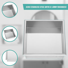 336 x 336 x 101mm Shower Niche Single Shelf Organizer No Tile Needed in Stainless Steel Finish