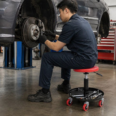 Rolling Shop Stool Mechanics Garage Stool Adjustable Work Seat Creeper