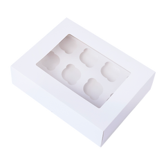 50pcs Cupcake Boxes 12-Hole Laminated Clear Window Face Boxes Favour