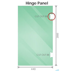 110x80cm Corner Frameless Shower Screen with Nickel Brackets and SS Hinges, Round Handle