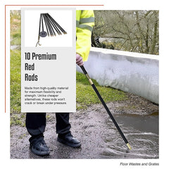 9m Drain Rod Set Kit Plunger Worm Scraper Cleaning Rods Rodding Carry Bag
