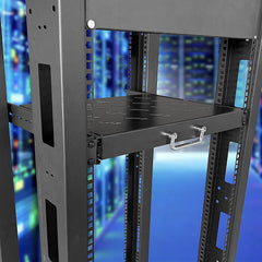 Sliding Rack Server Shelf 1U 19" 4 Post Mount – Adjustable 15" to 22" Rack Tray
