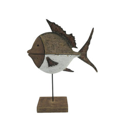 Set 2 Handcrafted Fish On Base Assort 28cm, 20cm