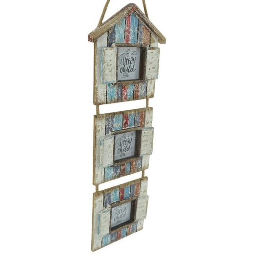 Handcrafted 3-Photo Frame Hanging Beach Houses 78cm