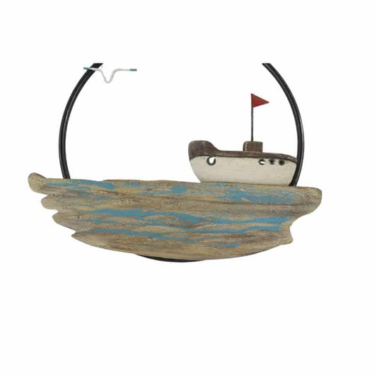 Set 2 Handcrafted Round Boat / Beach Wall Art 28cm