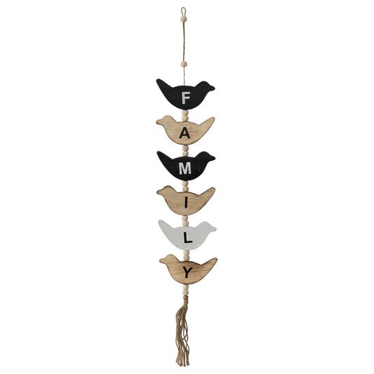 Handcrafted Hanging Bird Family Mobile 15x85cm