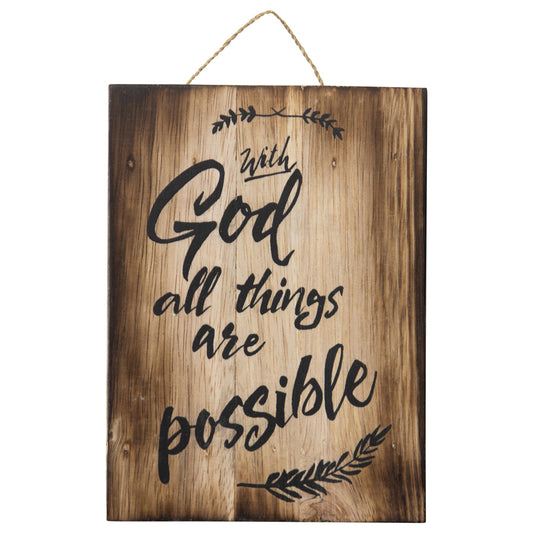 Handcrafted 'All Things Possible' Wall Art 15x3cm