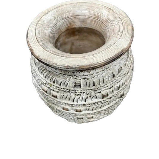 Handcrafted Natural Distressed Wooden Vase 29cm