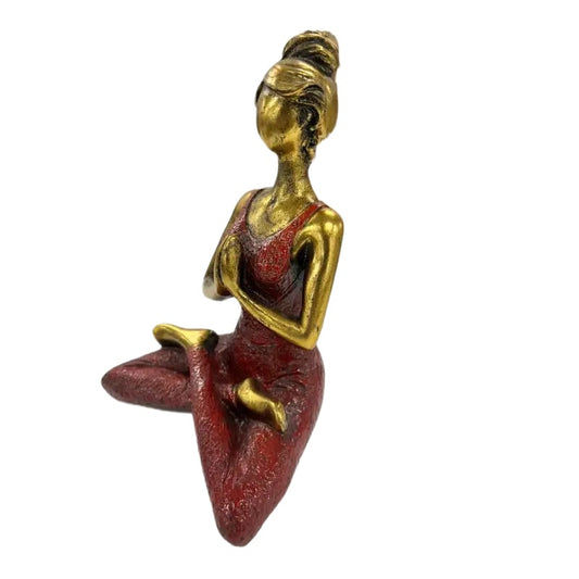 Handcrafted Yoga Lady In Red 23cm