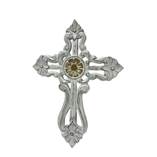 Handcrafted Cross W Gold Centre 21cm