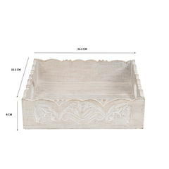 Handcrafted Carved Square Tray 30cm