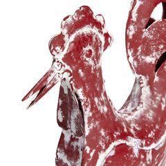 Set 2 Assorted Handcrafted Distressed Red Rooster & Chook 33cm
