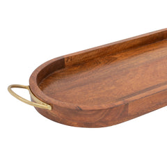 Handcrafted Mango Wood  Oval Tray W Handles 17cm