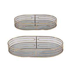 Oval Mirror Tray Oval Champagne Gold 40cm
