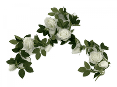 Flowering White Artificial Rose Garland 190cm