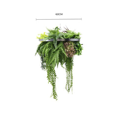 Black Framed Roof Hanging Disc With Tropical Foliage Mix and Draping Stems 60cm UV Resistant