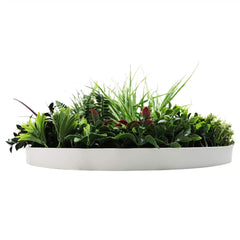 Slimline Artificial Green Wall Disc Art 60cm Colour Fresh UV Resistant (White)