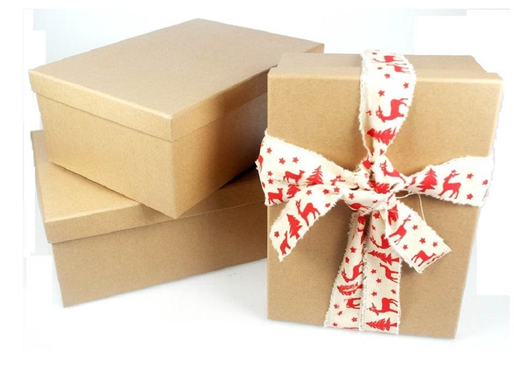 Set 18 Assorted Gift Boxes Natural Brown 43x16cm