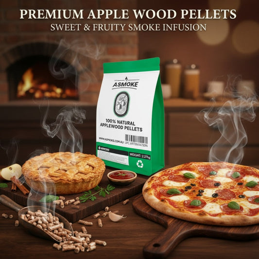 ASMOKE 19kg (40lbs) Premium Apple Wood BBQ Smoker Pellets Bulk Bundle (8 x 2.27kg Bags)