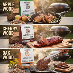 ASMOKE Essential Portable Smart Pellet Grill & Smoker + Assorted Flavors 20LBs (9kg) Premium Wood Pellets (Oak/Cherry/Apple)
