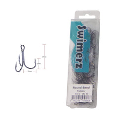 Swimerz Round Bend Trebles Size 2, 50 pack