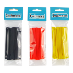 Swimerz Assist Hook Sleeves, 8/10mm Shrink Tube, Black, Yellow & Red, 100mm. Qty 30.