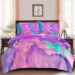 Marble Comforter Set, King Size, Quilted Soft Microfiber Bedding for All Seasons