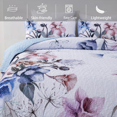 Venerable Quilted bedspread and pillowcovers set: Classic and Elegant - Queen size