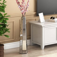Large Silver Floor Vase 30 Inch Tall Glass Vase for Living Room Decoration & Branch Display