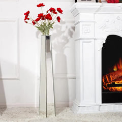 Large Silver Floor Vase 30 Inch Tall Glass Vase for Living Room Decoration & Branch Display