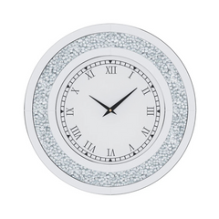 P&P Silver Crushed Diamond Square Wall Clock Luxury Decorative 60x60cm