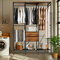 XXXL Large Open Wardrobe Closet - Freestanding Clothes Rail Rack with Curtains (AU)