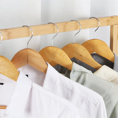 Portable Rolling Bamboo Clothes Rack for Kids with Hanging Rail