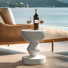 Stylish Lightweight Concrete Sofa Side Table Cement Bedside Table Outdoor Patio