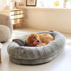 Xxxl Human-Sized Dog Bed Washable Orthopedic Pet Bed Bean Bag With Soft Blanket